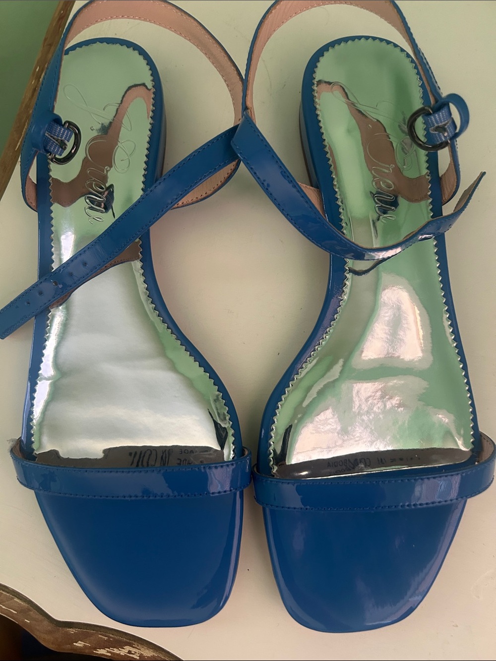 J. Crew Blue Patent Leather Strappy Sandals - Picture 2 of 3